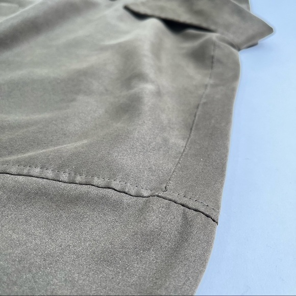 Maxini Collezione Brown Green 100% Ultra Suede Pocket Long Sleeve Dress Shirt - Picture 9 of 14